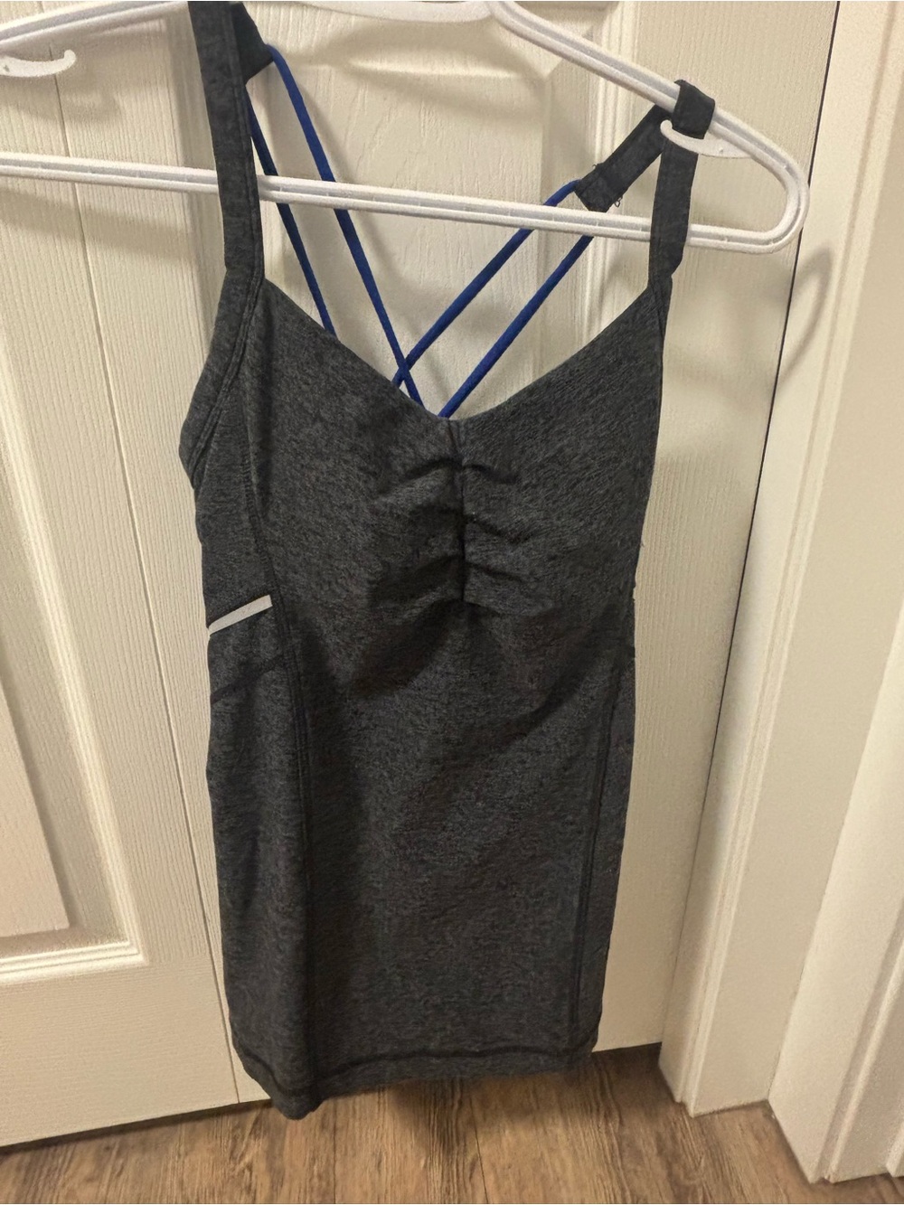 Women's Under Armour Charcoal Gray Strappy Tank Top with Blue Accent